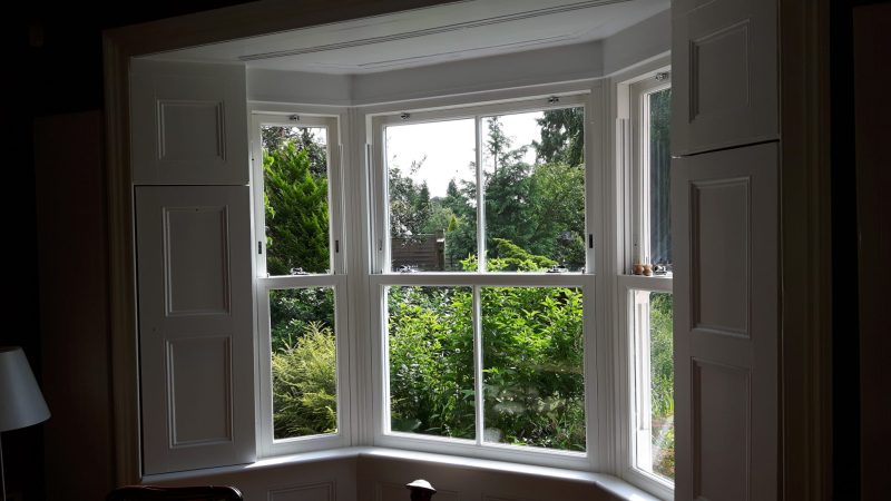 Internal view of a casement window Hereford with white frame