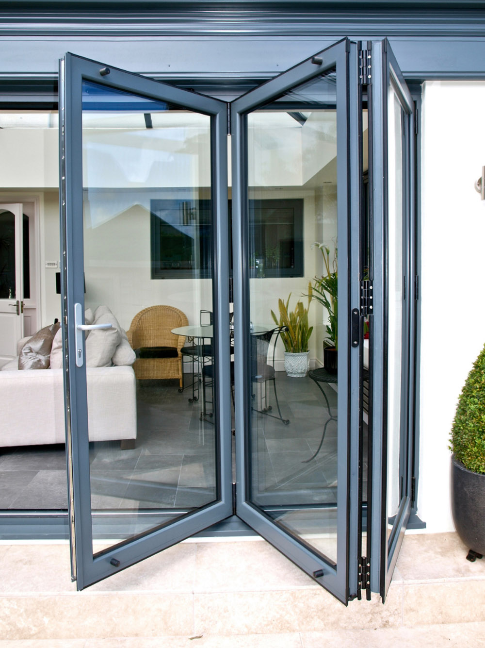 Aluminium bifold patio door open